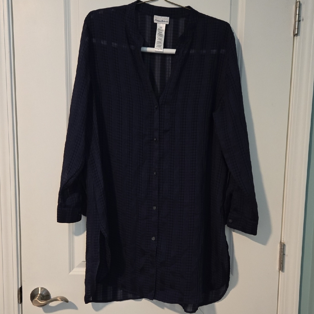 Tommy Bahama Navy Blue Button-Front Swim Coverup